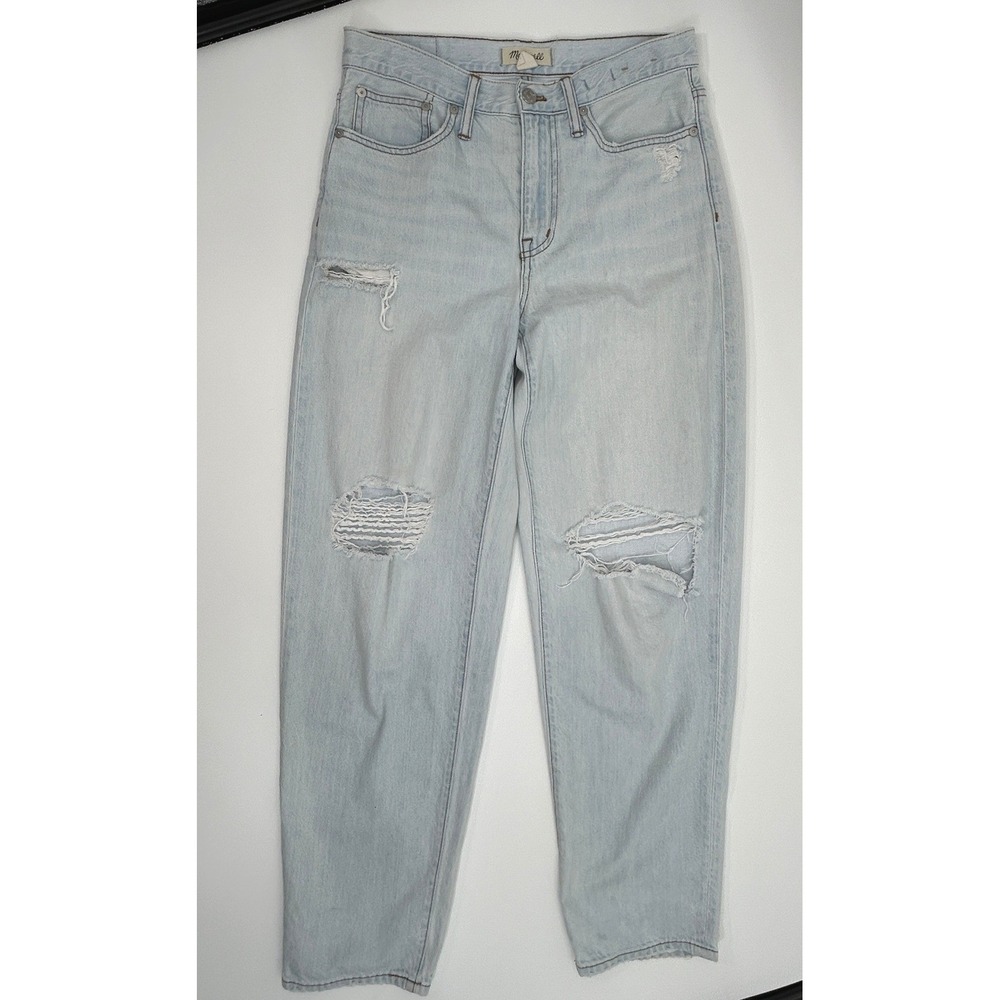 Madewell The Slouchy Boyjean Distressed Light Wash Denim Jeans Size 25 Capsule - Picture 2 of 10
